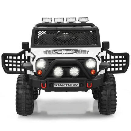 12V Kids Electric Ride On Truck with Remote Control and Operation Lever-White - White - Powered Ride On Toys