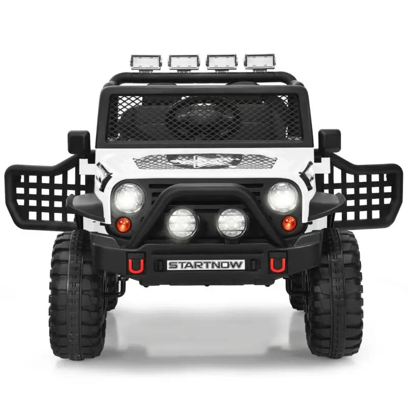 12V Kids Electric Ride On Truck with Remote Control and Operation Lever-White - White - Powered Ride On Toys
