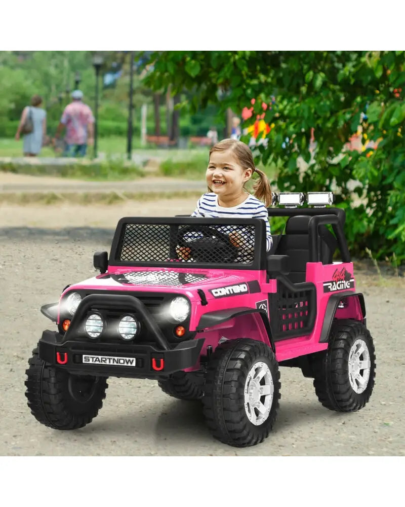 12V Kids Electric Ride On Truck with Remote Control and Operation Lever-Pink - Pink - Powered Ride On Toys