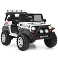 12V Kids Electric Ride On Truck with Remote Control and Operation Lever-White - White - Powered Ride On Toys