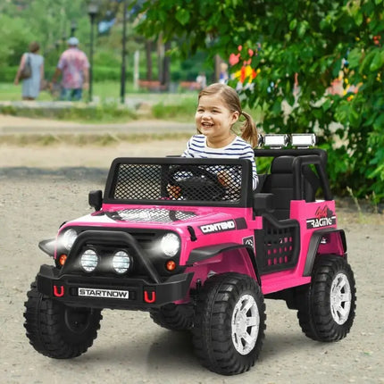 12V Kids Electric Ride On Truck with Remote Control and Operation Lever - Pink - Oasis Home Essentials