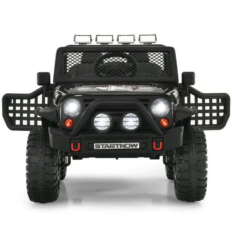 12V Kids Electric Ride On Truck with Remote Control and Operation Lever-Black - Black - Powered Ride On Toys