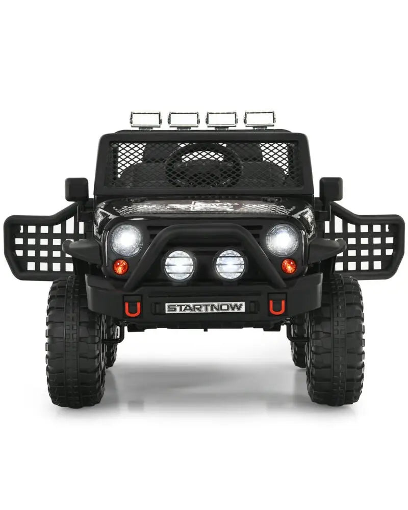 12V Kids Electric Ride On Truck with Remote Control and Operation Lever-Black - Black - Powered Ride On Toys