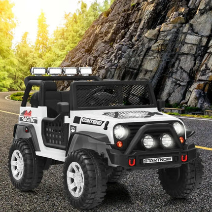12V Kids Electric Ride On Truck with Remote Control and Operation Lever-White - White - Powered Ride On Toys