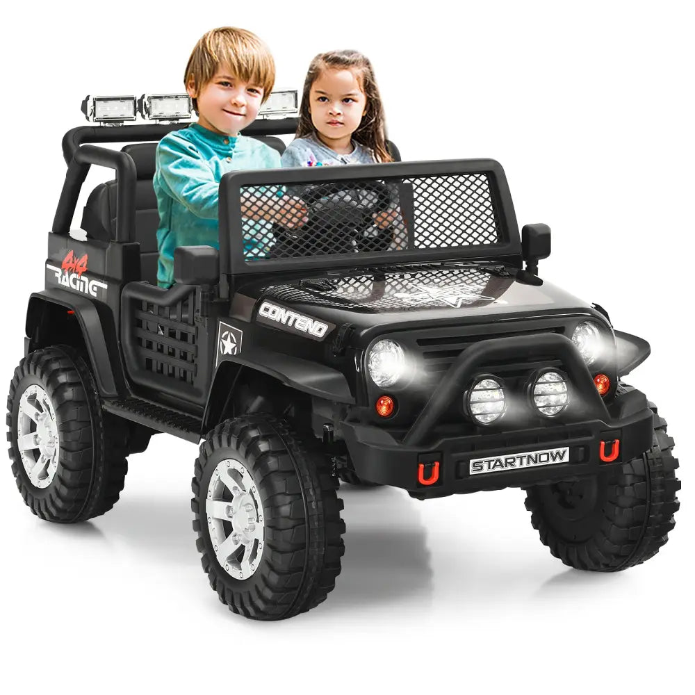 12V Kids Electric Ride On Truck with Remote Control and Operation Lever-Black - Black - Powered Ride On Toys