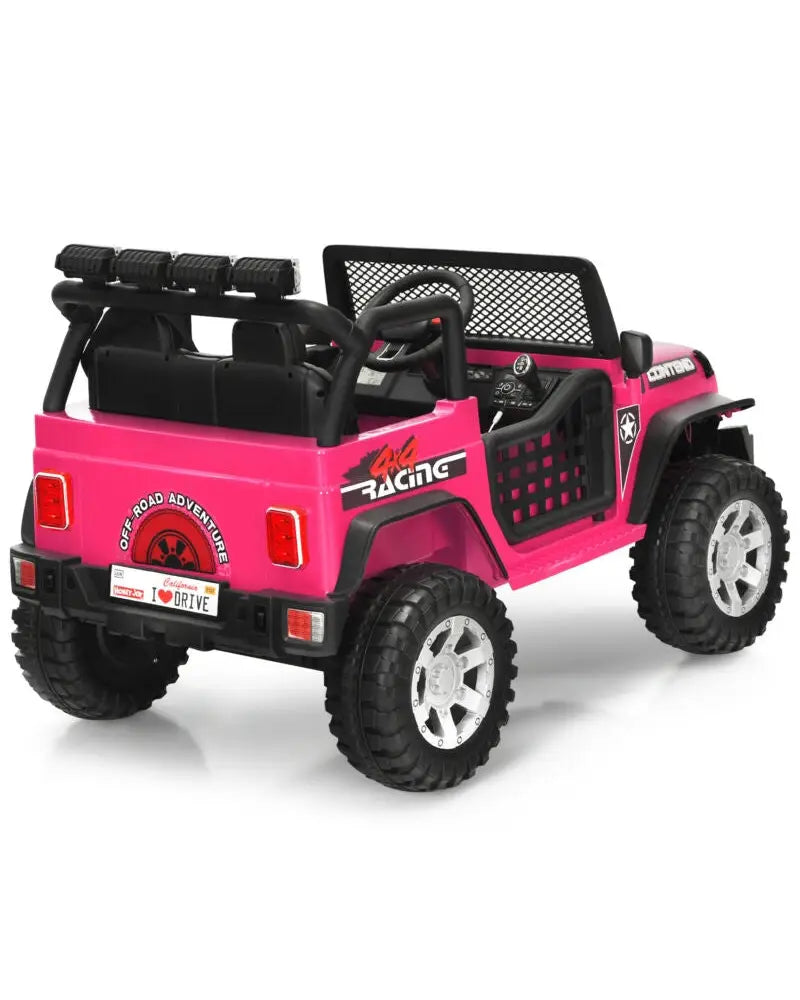 12V Kids Electric Ride On Truck with Remote Control and Operation Lever-Pink - Pink - Powered Ride On Toys