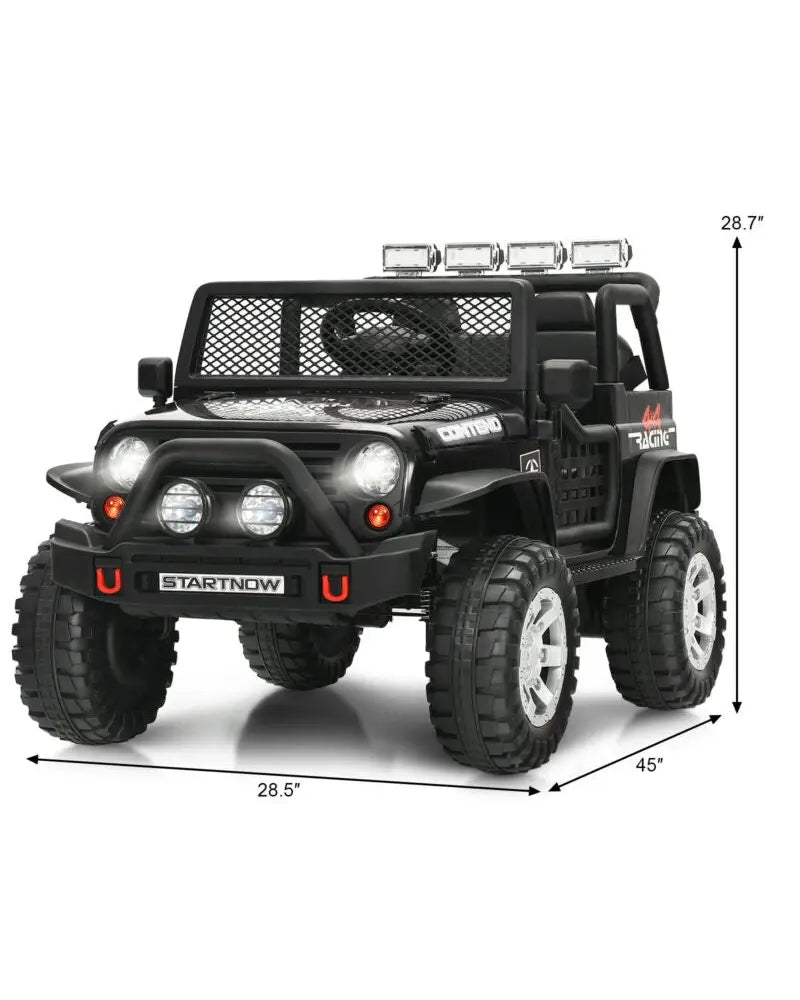 12V Kids Electric Ride On Truck with Remote Control and Operation Lever-Black - Black - Powered Ride On Toys