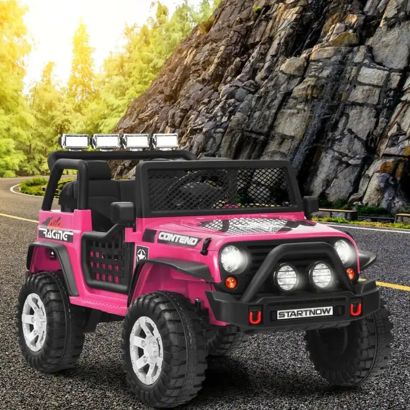 12V Kids Electric Ride On Truck with Remote Control and Operation Lever - Pink - Oasis Home Essentials
