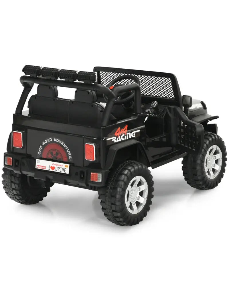 12V Kids Electric Ride On Truck with Remote Control and Operation Lever-Black - Black - Powered Ride On Toys