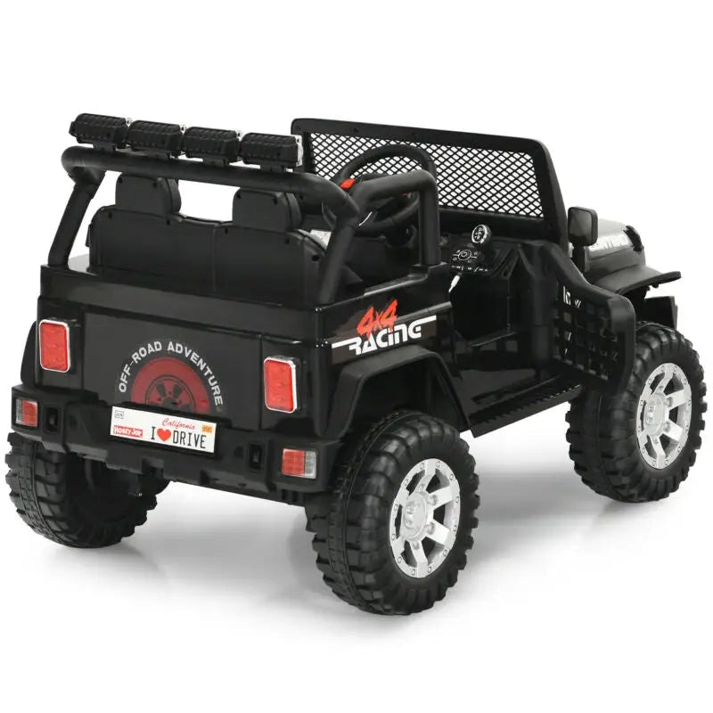 12V Kids Electric Ride On Truck with Remote Control and Operation Lever-Black - Black - Powered Ride On Toys
