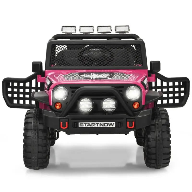 12V Kids Electric Ride On Truck with Remote Control and Operation Lever - Pink - Oasis Home Essentials