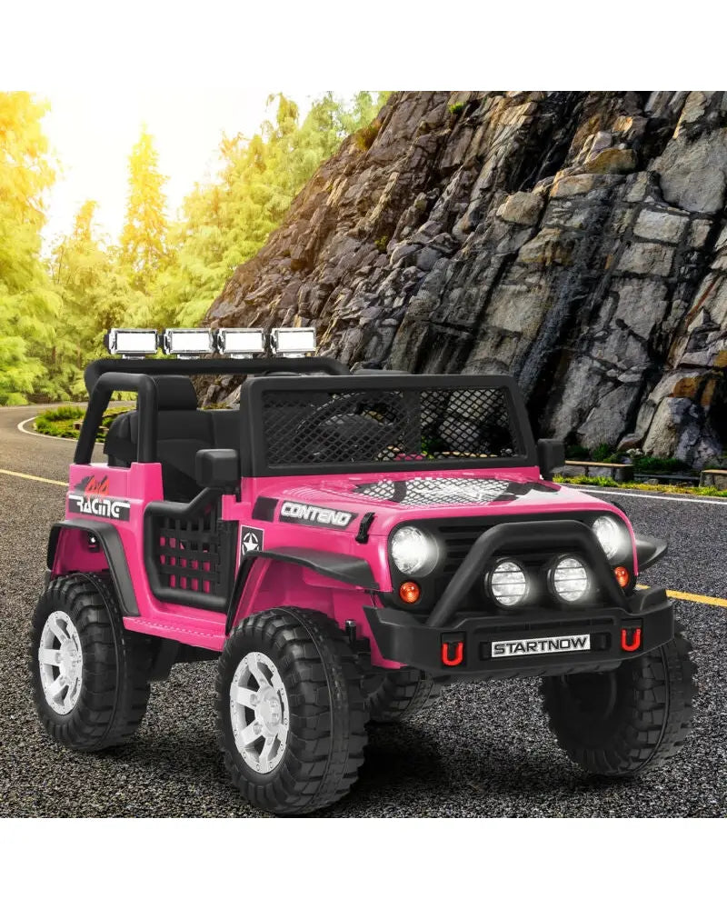 12V Kids Electric Ride On Truck with Remote Control and Operation Lever-Pink - Pink - Powered Ride On Toys