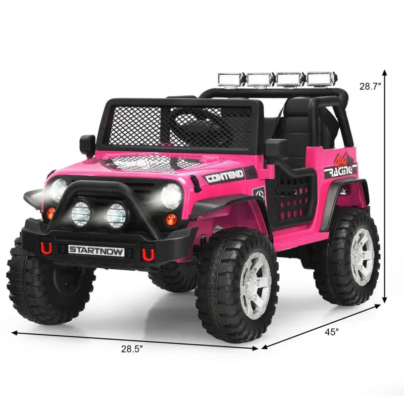 12V Kids Electric Ride On Truck with Remote Control and Operation Lever-Pink - Pink - Powered Ride On Toys