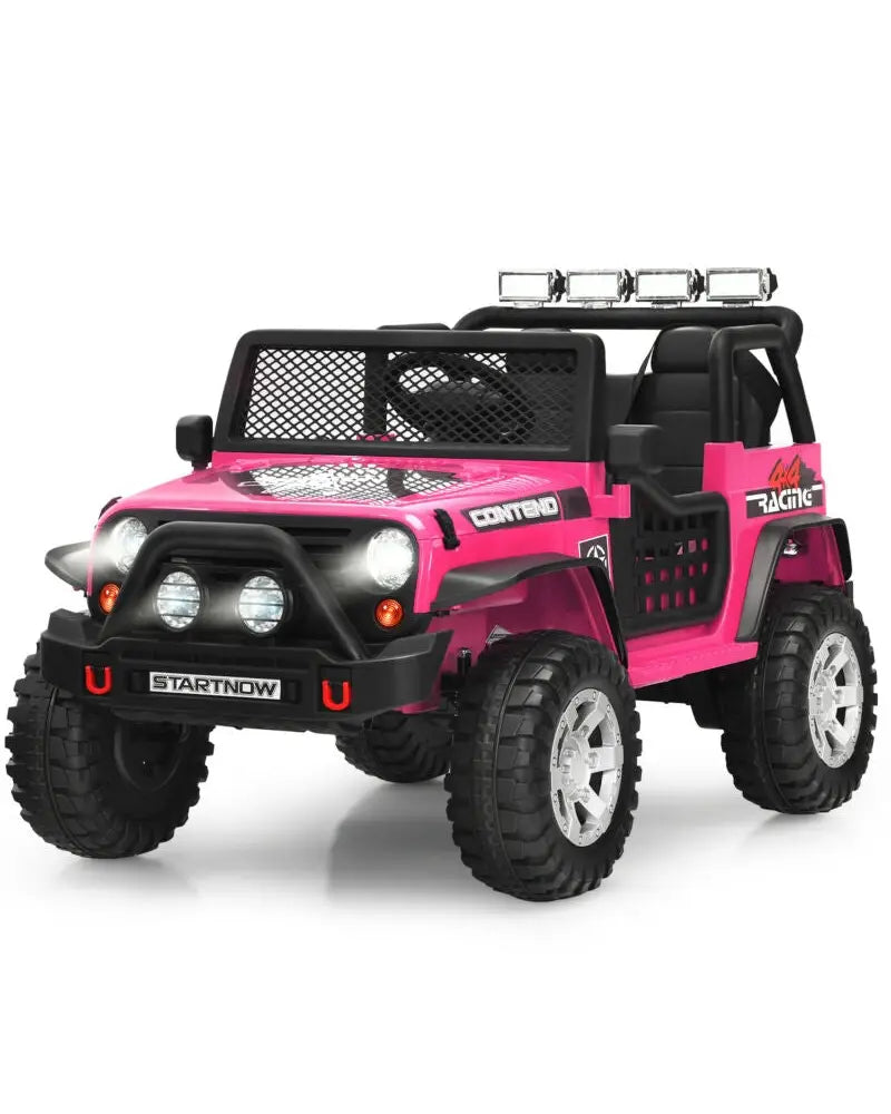 12V Kids Electric Ride On Truck with Remote Control and Operation Lever-Pink - Pink - Powered Ride On Toys