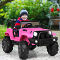 12V Kids Remote Control Riding Truck Car with LED Lights-Pink - Pink - Powered Ride On Toys