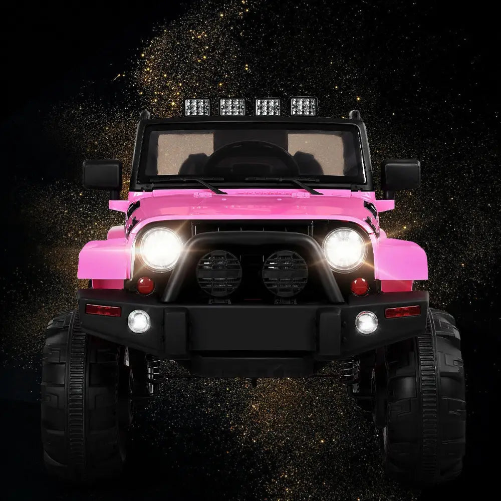 12V Kids Remote Control Riding Truck Car with LED Lights-Pink - Pink - Powered Ride On Toys