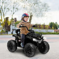 12V Kids Ride On ATV 4 Wheeler with MP3 and Headlights-Black - Black - Powered Ride On Toys