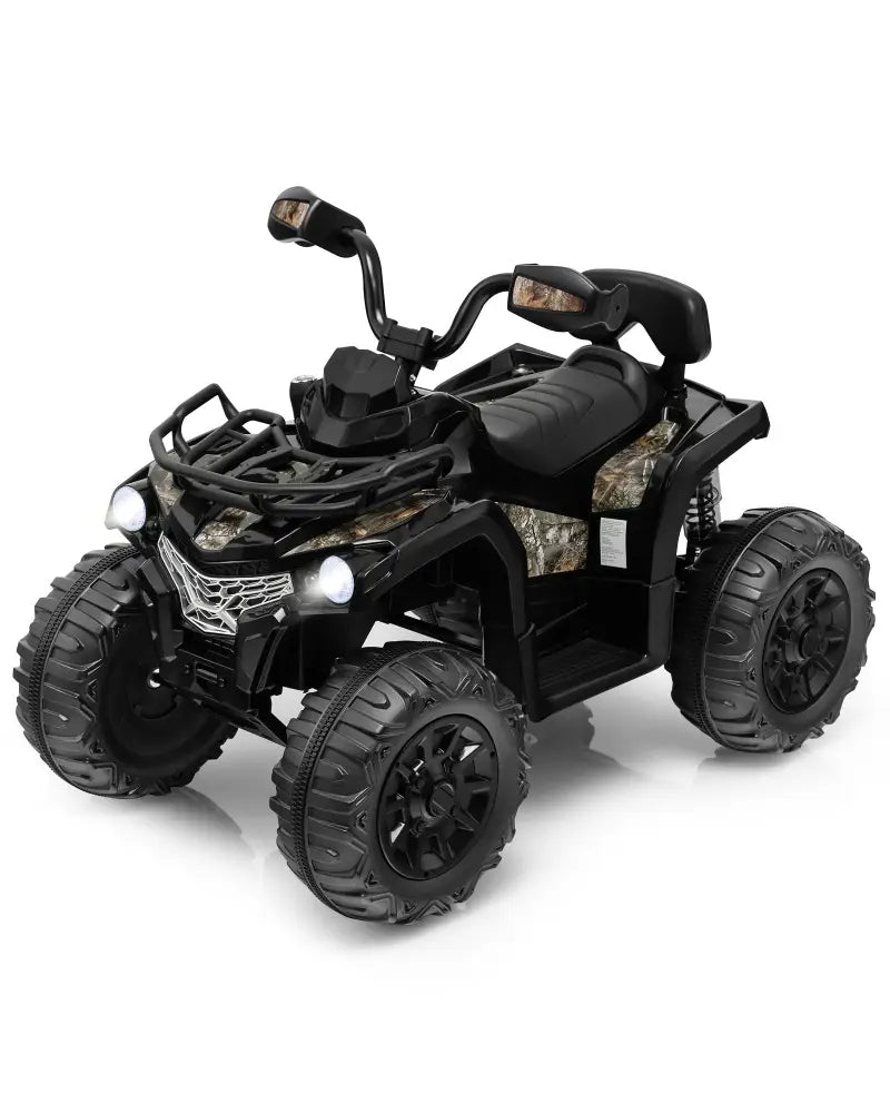 12V Kids Ride On ATV 4 Wheeler with MP3 and Headlights-Black - Black - Powered Ride On Toys