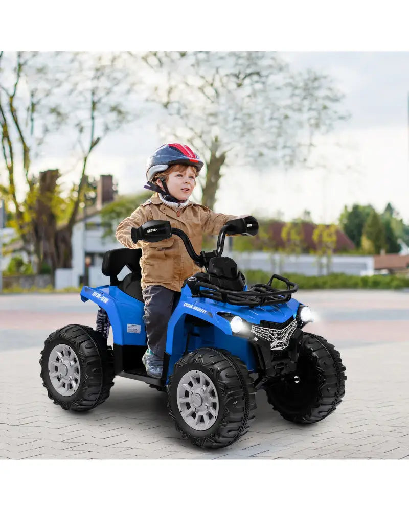 12V Kids Ride On ATV 4 Wheeler with MP3 and Headlights-Blue - Blue - Powered Ride On Toys