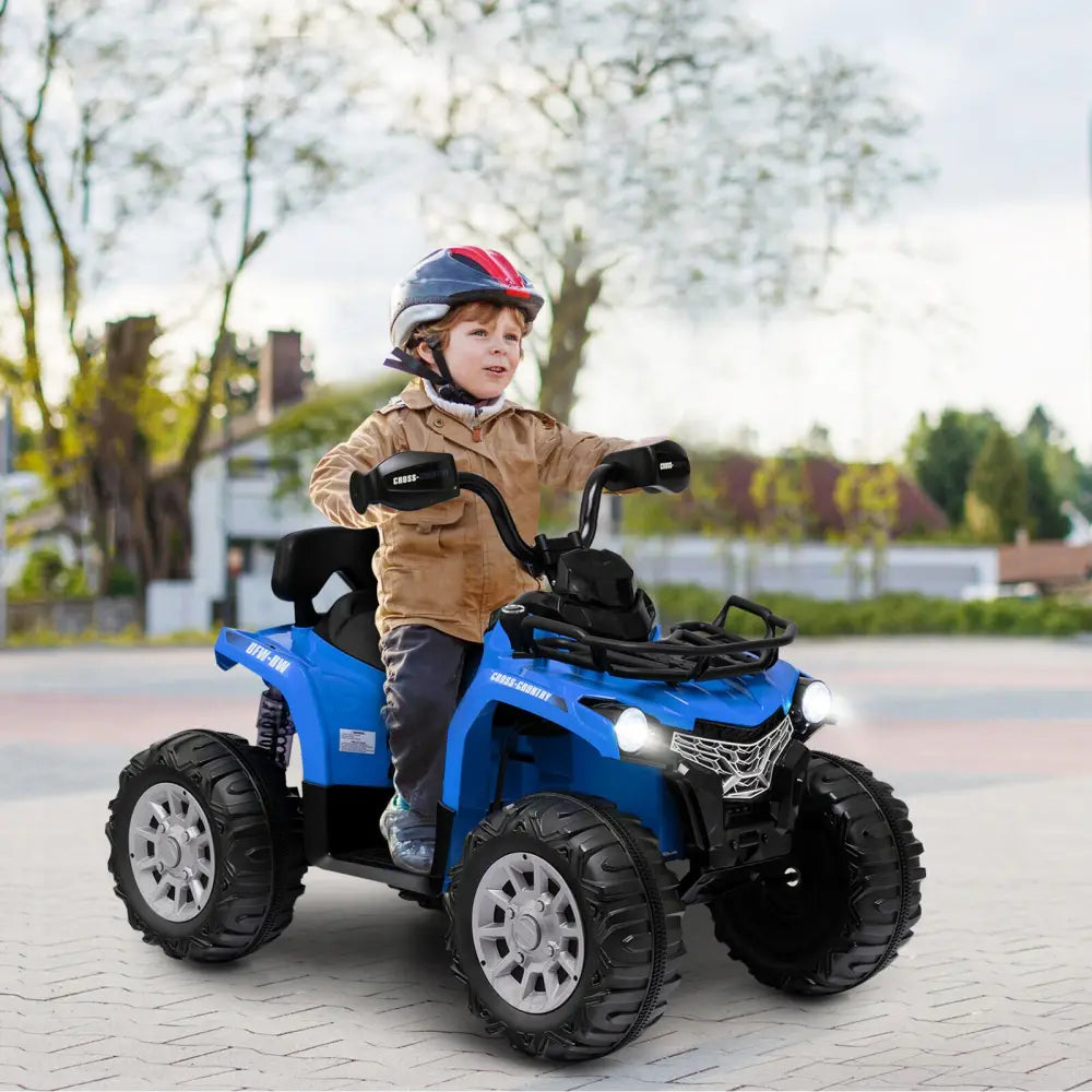12V Kids Ride On ATV 4 Wheeler with MP3 and Headlights-Blue - Blue - Powered Ride On Toys