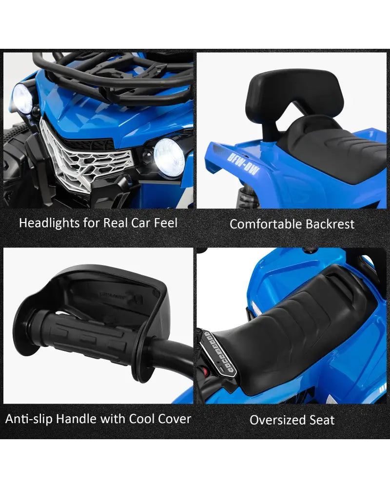 12V Kids Ride On ATV 4 Wheeler with MP3 and Headlights-Blue - Blue - Powered Ride On Toys