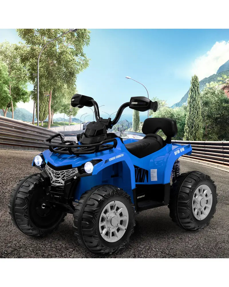 12V Kids Ride On ATV 4 Wheeler with MP3 and Headlights-Blue - Blue - Powered Ride On Toys