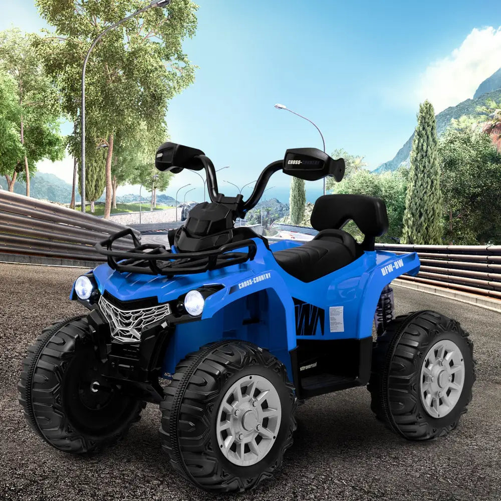 12V Kids Ride On ATV 4 Wheeler with MP3 and Headlights-Blue - Blue - Powered Ride On Toys