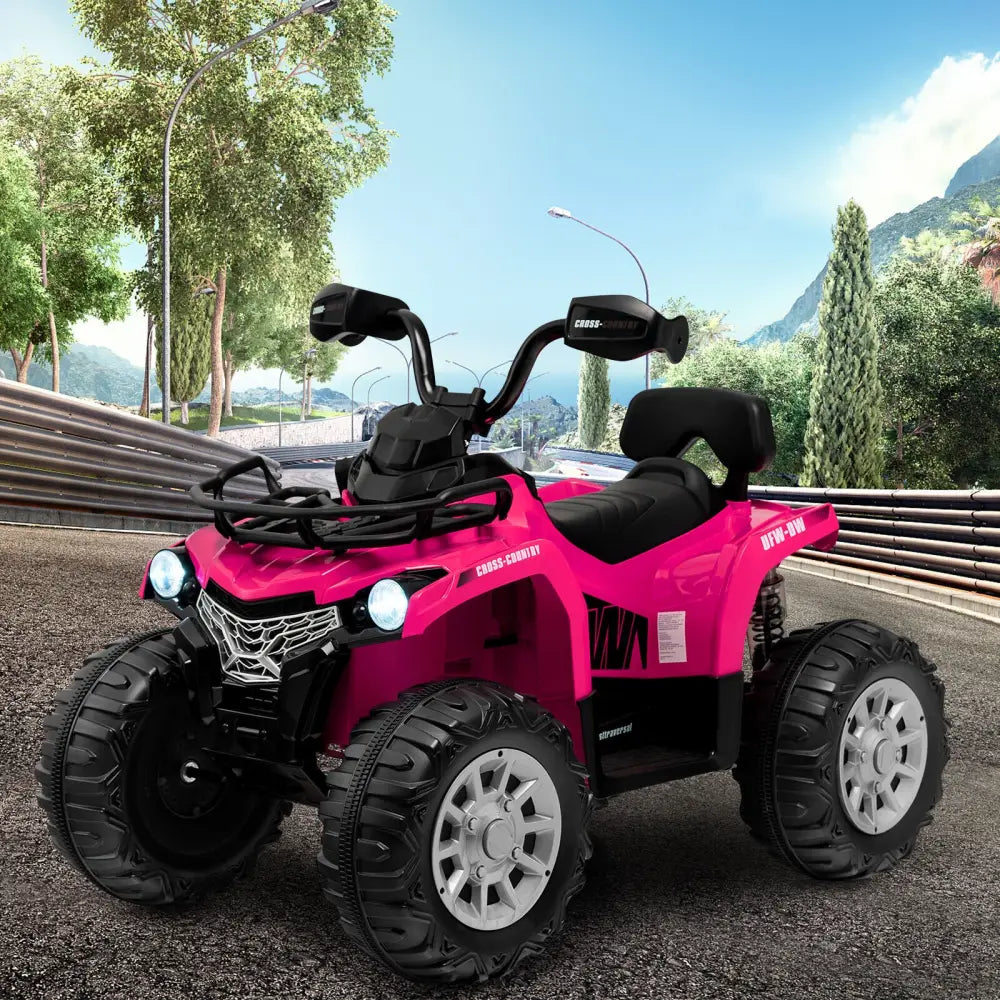 12V Kids Ride On ATV 4 Wheeler with MP3 and Headlights-Pink - Pink - Powered Ride On Toys