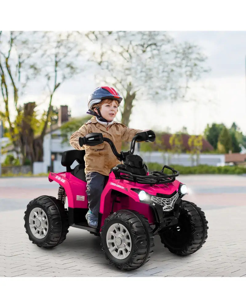 12V Kids Ride On ATV 4 Wheeler with MP3 and Headlights-Pink - Pink - Powered Ride On Toys