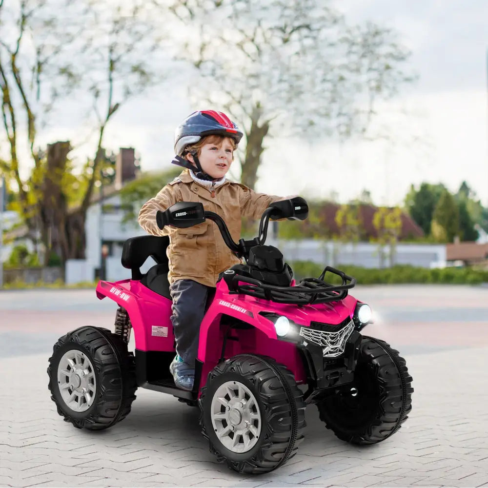 12V Kids Ride On ATV 4 Wheeler with MP3 and Headlights-Pink - Pink - Powered Ride On Toys