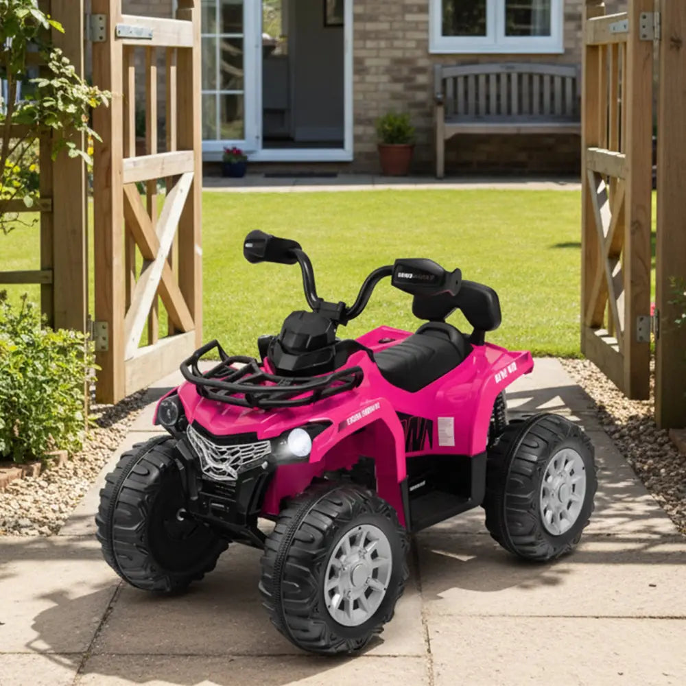 12V Kids Ride On ATV 4 Wheeler with MP3 and Headlights-Pink - Pink - Powered Ride On Toys