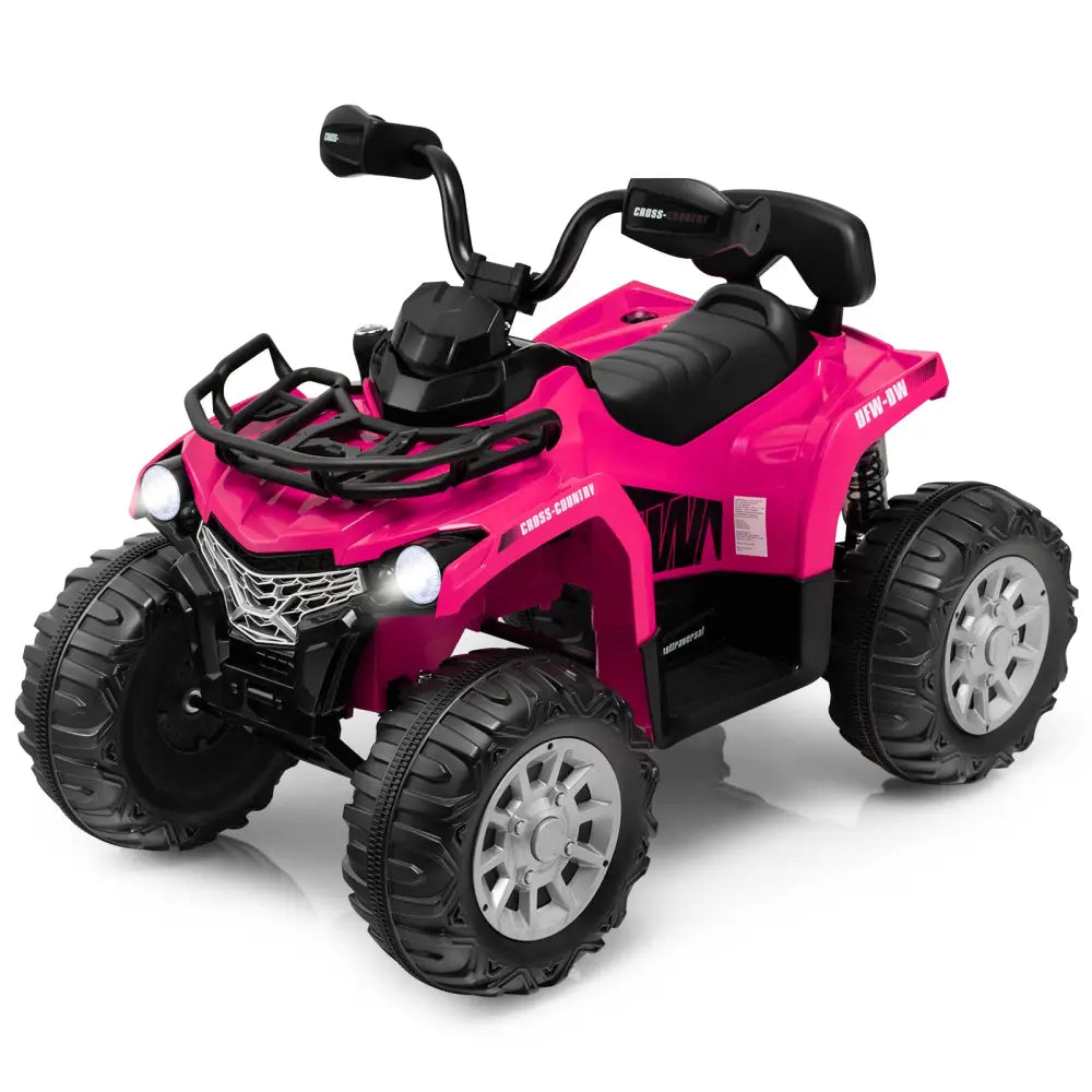 12V Kids Ride On ATV 4 Wheeler with MP3 and Headlights-Pink - Pink - Powered Ride On Toys