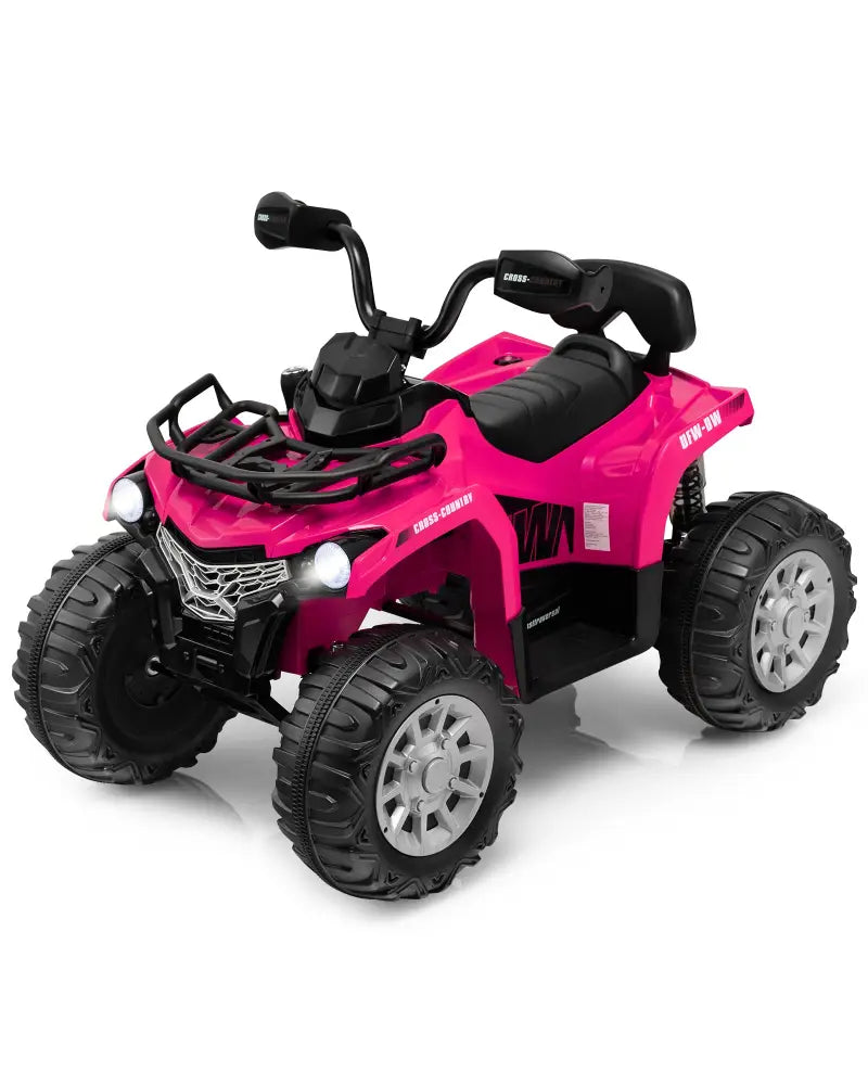 12V Kids Ride On ATV 4 Wheeler with MP3 and Headlights-Pink - Pink - Powered Ride On Toys