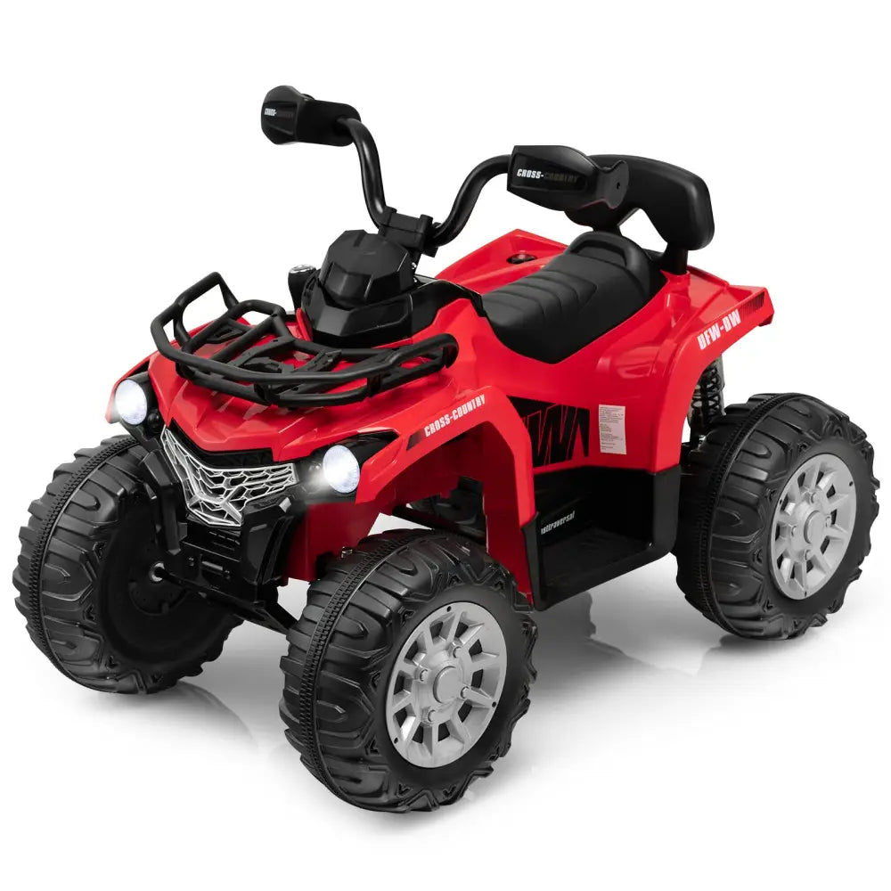 12V Kids Ride On ATV 4 Wheeler with MP3 and Headlights-Red - Red - Powered Ride On Toys