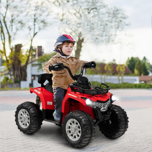 12V Kids Ride On ATV 4 Wheeler with MP3 and Headlights-Red - Red - Powered Ride On Toys