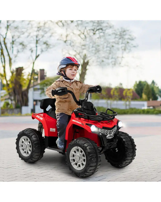 12V Kids Ride On ATV 4 Wheeler with MP3 and Headlights-Red - Red - Powered Ride On Toys