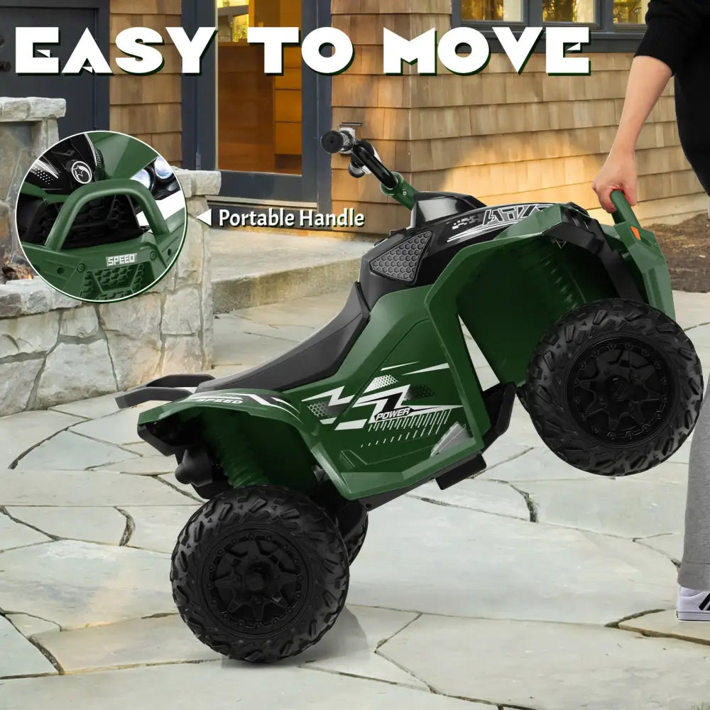 12V Kids Ride On ATV with High/Low Speed and Comfortable Seat-Army Green - Army Green - Powered Ride On Toys