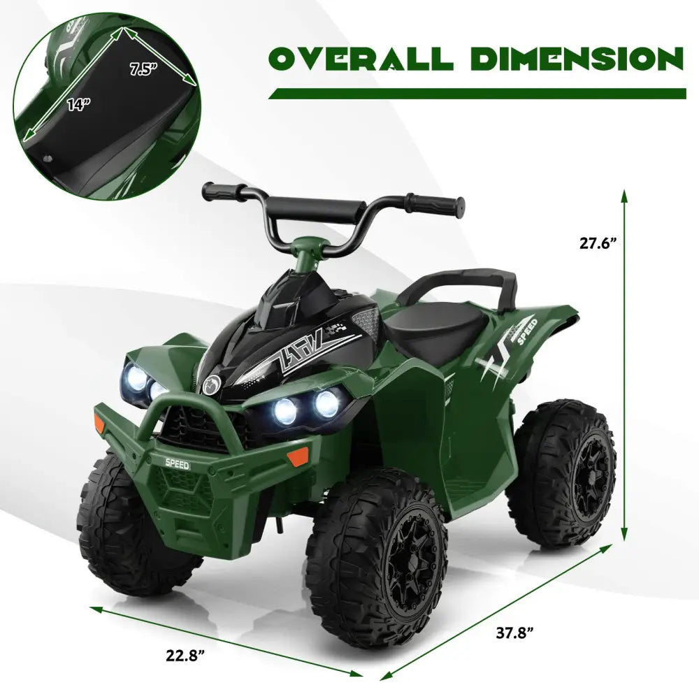 12V Kids Ride On ATV with High/Low Speed and Comfortable Seat-Army Green - Army Green - Powered Ride On Toys