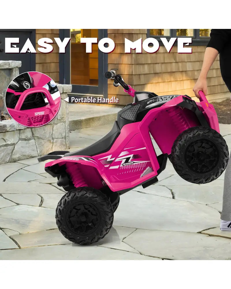 12V Kids Ride On ATV with High/Low Speed and Comfortable Seat - Pink - Powered Ride On Toys