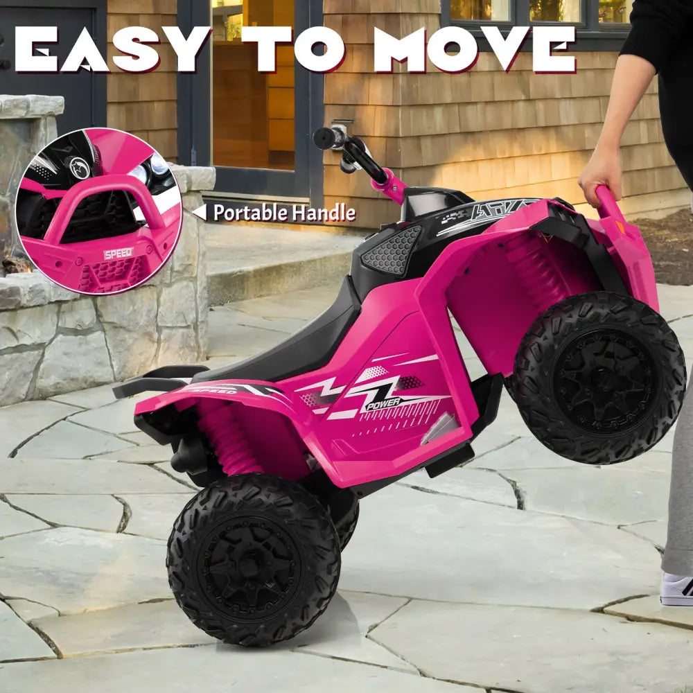 12V Kids Ride On ATV with High/Low Speed and Comfortable Seat - Pink - Powered Ride On Toys