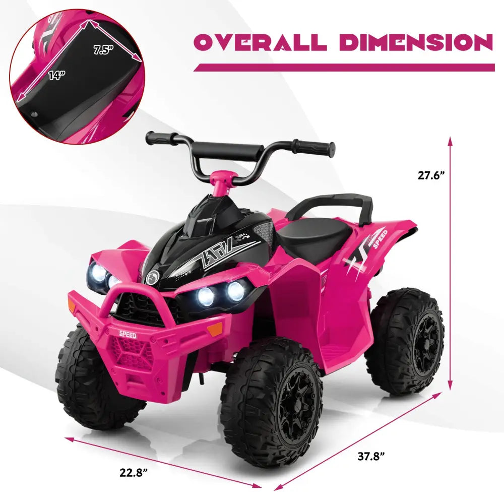 12V Kids Ride On ATV with High/Low Speed and Comfortable Seat - Pink - Powered Ride On Toys