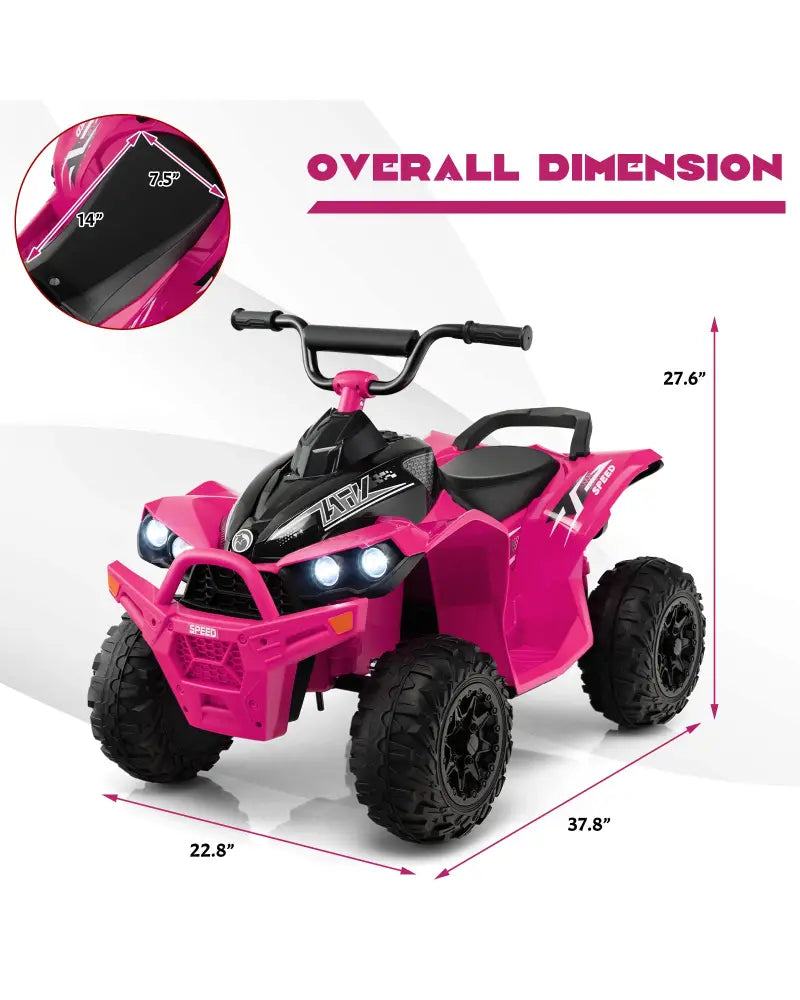 12V Kids Ride On ATV with High/Low Speed and Comfortable Seat - Pink - Powered Ride On Toys
