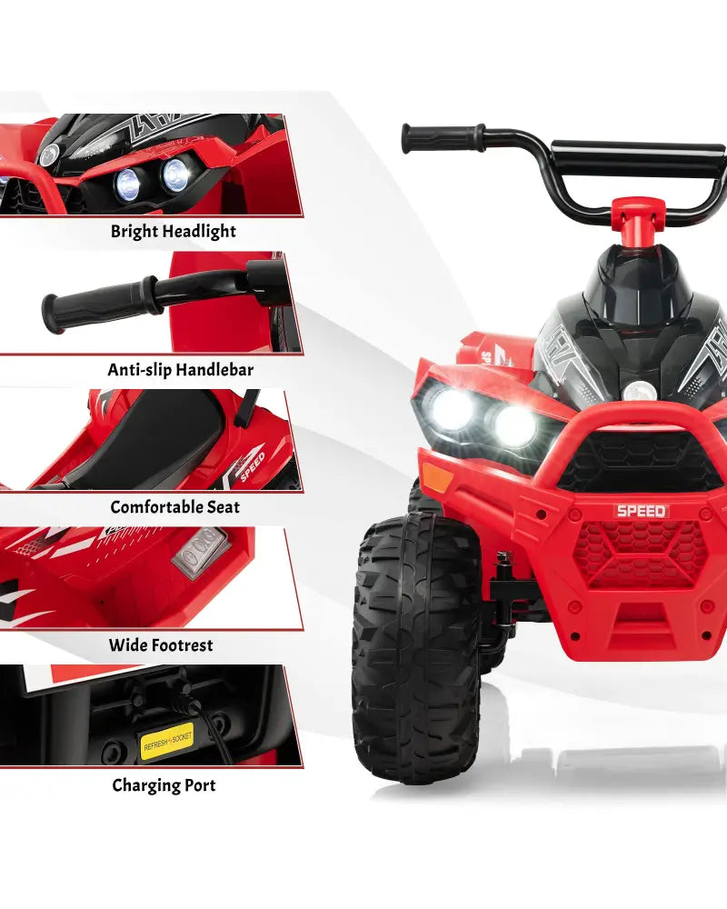 12V Kids Ride On ATV with High/Low Speed and Comfortable Seat-Red - Red - Powered Ride On Toys