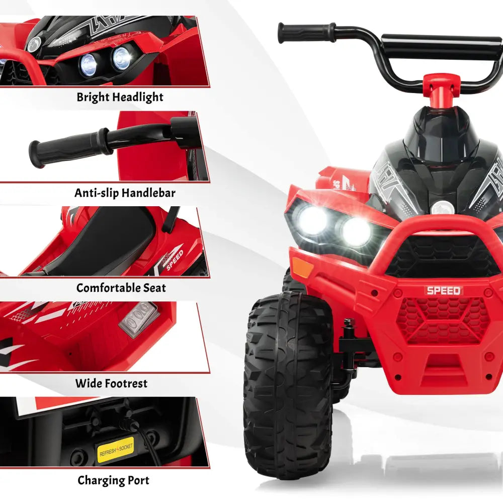12V Kids Ride On ATV with High/Low Speed and Comfortable Seat-Red - Red - Powered Ride On Toys