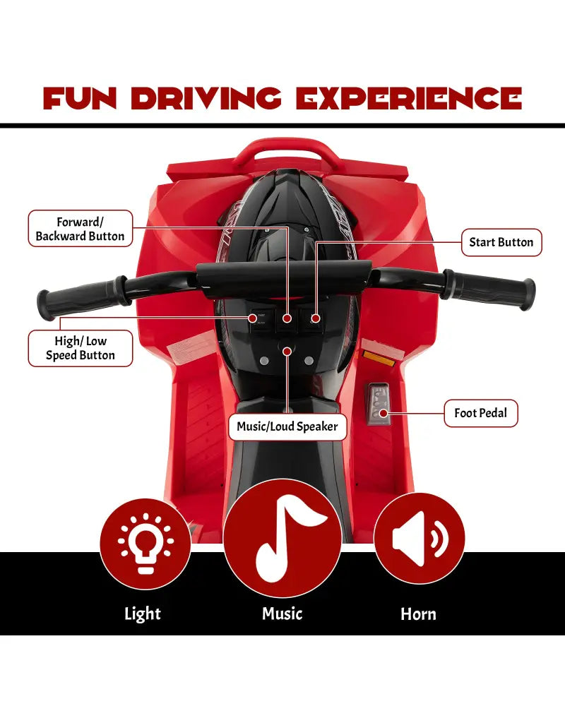 12V Kids Ride On ATV with High/Low Speed and Comfortable Seat-Red - Red - Powered Ride On Toys