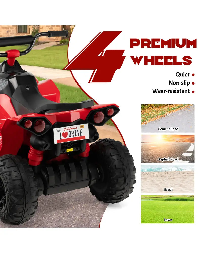 12V Kids Ride On ATV with High/Low Speed and Comfortable Seat-Red - Red - Powered Ride On Toys