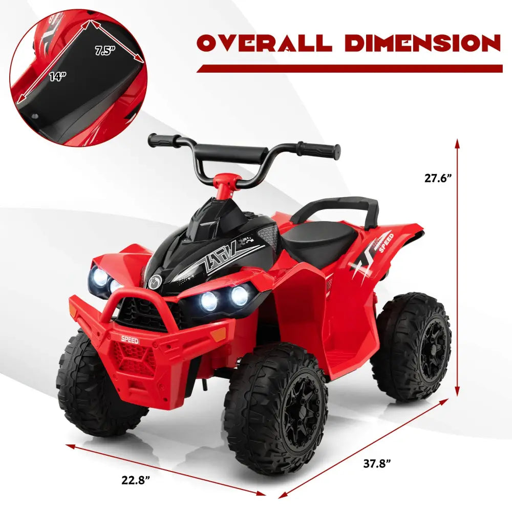 12V Kids Ride On ATV with High/Low Speed and Comfortable Seat-Red - Red - Powered Ride On Toys