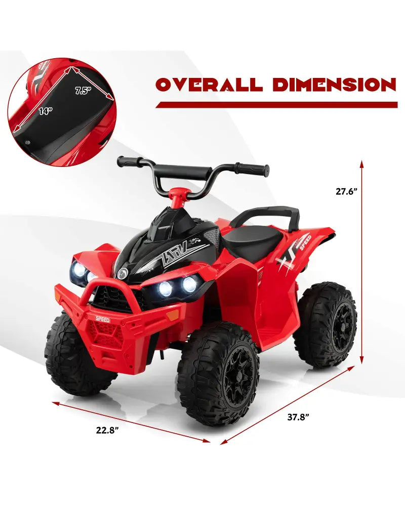 12V Kids Ride On ATV with High/Low Speed and Comfortable Seat-Red - Red - Powered Ride On Toys