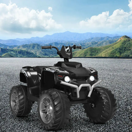 12V Kids Ride on ATV with LED Lights and Treaded Tires and LED lights - Black - Oasis Home Essentials