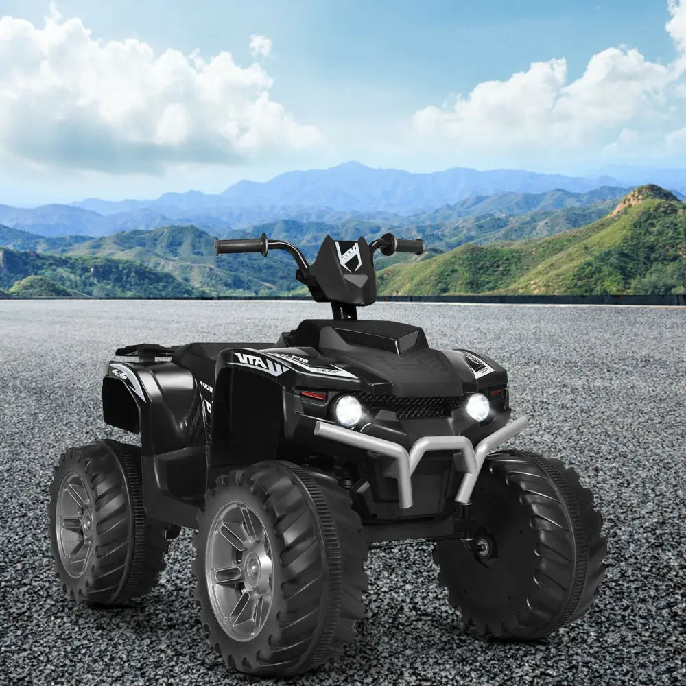 12V Kids Ride on ATV with LED Lights and Treaded Tires and LED lights - Black - Oasis Home Essentials